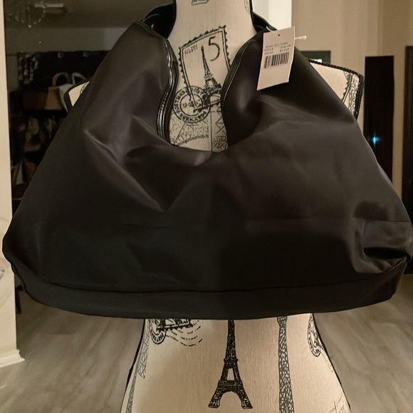 Vintage Urban Attitudes Ladies Black Hobo Purse-Unique Shape-Nylon-17”x 14”x 3” - Picture 3 of 5